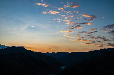 Mountain view  with mist at Wat Phrathat Doi Leng view point, Thailand.