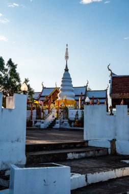White pagoda in Phrathat Doi Leng temple, Thailand.