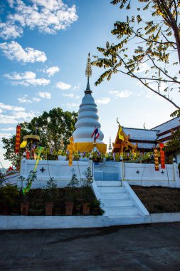 White pagoda in Phrathat Doi Leng temple, Thailand.