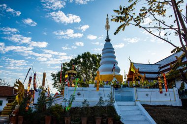 White pagoda in Phrathat Doi Leng temple, Thailand.