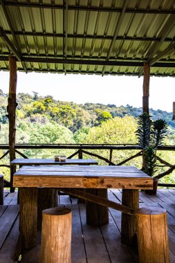 Table set with terrace and take in the forest view, Thailand.