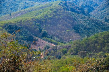 Tayland 'ın Nan ilindeki Dağ manzarası.