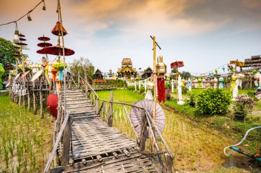 Beautiful park of Tah Mai I temple, Chiang Mai province.