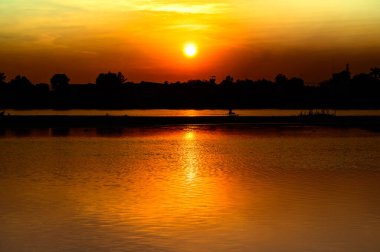 Sunset with twilight light at Ping river, Kamphaeng Phet province.
