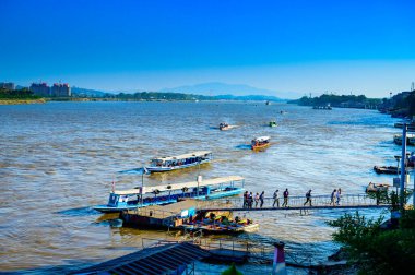 CHIANG RAI, THAILAND - December 15, 2019 - Mae Kong river in Chiang Saen district, Chiang Rai province.