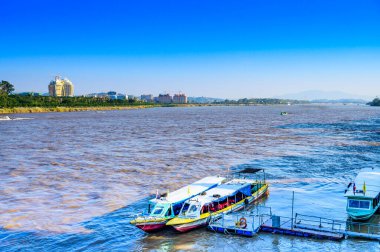 Laos beside Mae Khong River at Chiang Saen District, Chiang Rai Province.