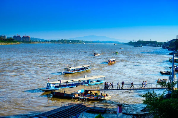 CHIANG RAI, THAILAND - December 15, 2019 - Mae Kong river in Chiang Saen district, Chiang Rai province.