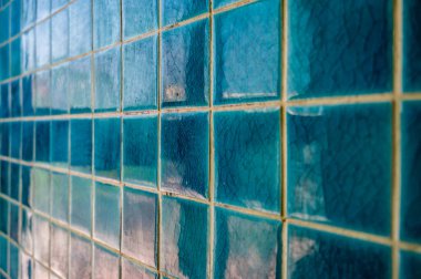 Background of blue ceramic tile, Thailand.