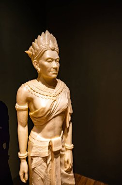 LAMPANG, THAILAND - March 8, 2020 : Fiberglass statue of Lavo people in Museum Lampang, Thailand.