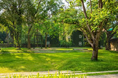 Vintage building with beautiful park in Chiang Mai province, Thailand.