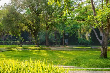 Vintage building with beautiful park in Chiang Mai province, Thailand.