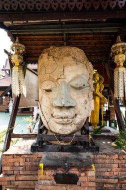 Ancient Buddha Face in Jedlin Temple, Chiang Mai Province.
