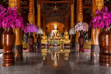 White Buddha statue in Ban Den temple, Chiang Mai province.