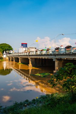 CHIANG MAI, THAILAND - May 6, 2020 : Ping River and Nawarat Bridge in Chiang Mai Province, Thailand.