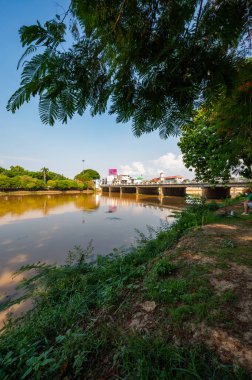 CHIANG MAI, THAILAND - May 6, 2020 : Ping River and Nawarat Bridge in Chiang Mai Province, Thailand.