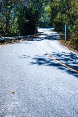 Switchback road on mountain in Nan province, Thailand.