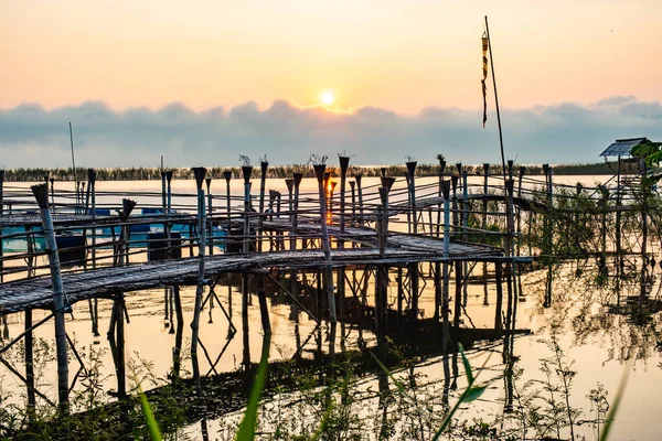 Kwan Phayao Lake Sunrise Thailand — Foto Stock