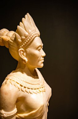 LAMPANG, THAILAND - March 8, 2020 : Fiberglass statue of Lavo people in Museum Lampang, Thailand.