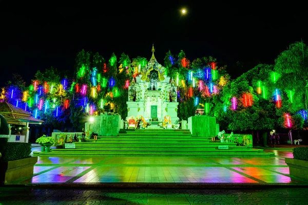 Phayao Thailand December 2019 King Ngam Mueang Monument Decorative Lights — 스톡 사진