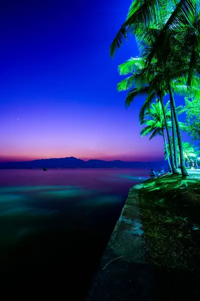 Lago Kwan Phayao Con Movimiento Agua Borrosa Noche Tailandia — Foto de Stock