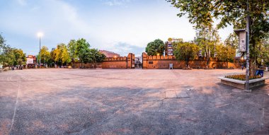 CHIANG MAI, THAILAND - April 27, 2020 :  Tha Phae Gate Intersection in Chiang Mai Province, Thailand.