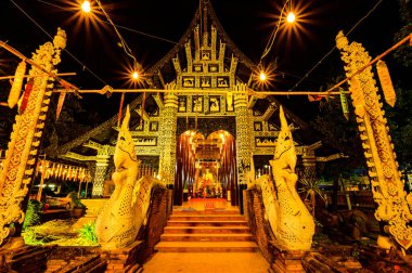 Night scene of Lok Molee temple, Chiang Mai province.