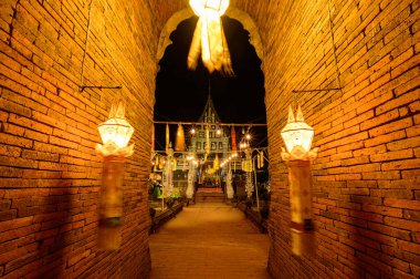 Night scene of Lok Molee temple, Chiang Mai province.