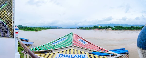 Chiang Rai Thailand July 2020 Sign Golden Triangle Mekong River — Fotografie, imagine de stoc