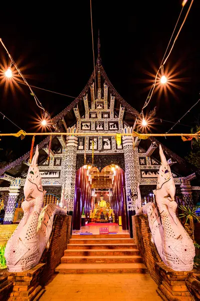 Night scene of Lok Molee temple, Chiang Mai province.