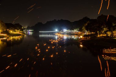 Mae Ping river in Yee Peng or Loy Krathong festival, Thailand.