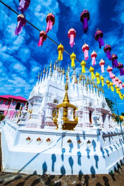 The Pong Sunan temple with clouds in Phrae province, Thailand.