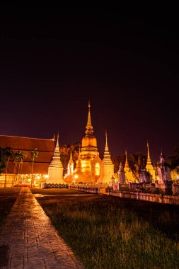 Suan Dok temple in the night, Thailand.