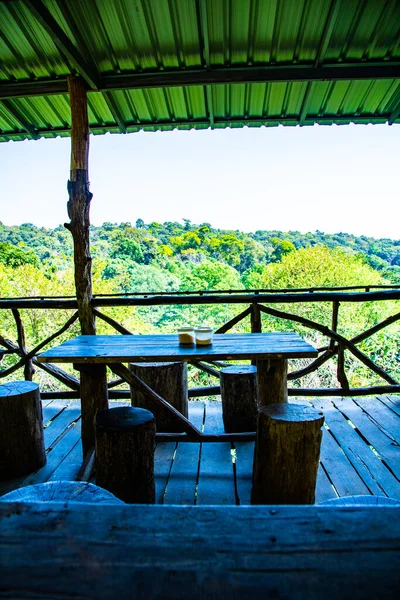 Table Set Terrace Take Forest View Thailand — Stock Fotó