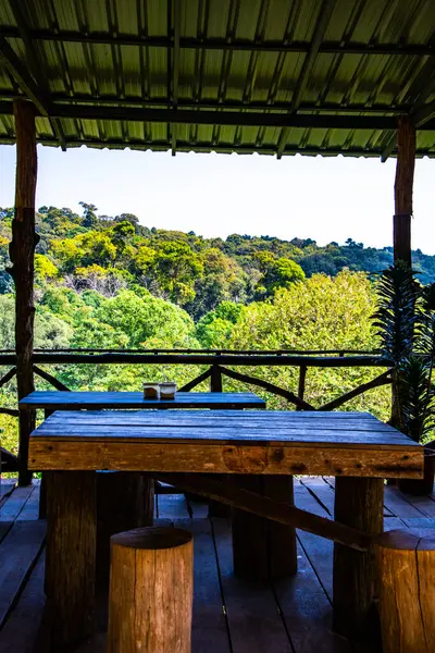 Table Set Terrace Take Forest View Thailand — Stok fotoğraf