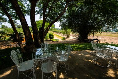 Bahçe masası setiyle Dut Parkı, Tayland.