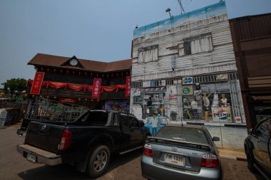 UTTARADIT, THAILAND - 6 Nisan 2019: Laplae pazarı, Tayland.