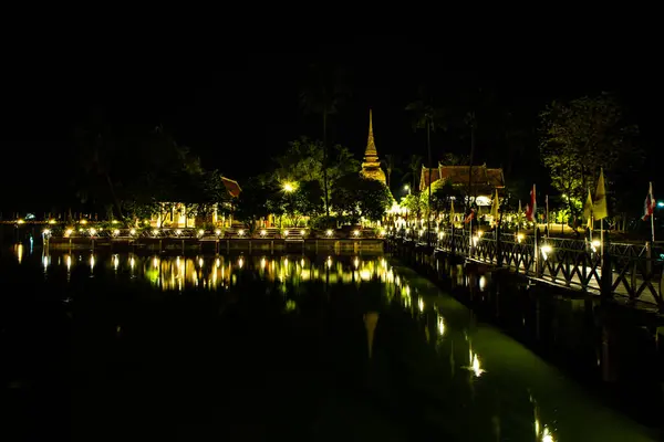 Świątynia Tra Phang Thong Prowincji Sukhothai Tajlandia — Zdjęcie stockowe