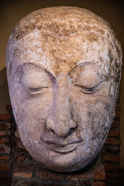 Volto Dell Antico Buddha Nella Provincia Sukhothai Thailandia — Foto Stock