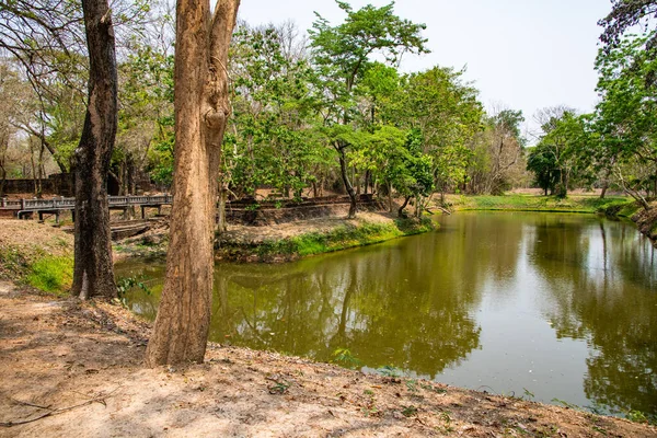 Si Satchanalai tarihi parkında eski bir gölet, Tayland.