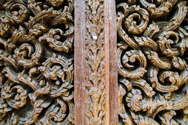 Alte Holzschnitzerei Donsak Tempel Provinz Uttaradit — Stockfoto