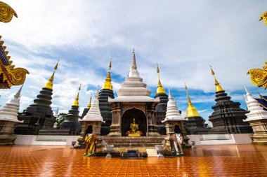 CHIANGMAI, THAILAND - July 21, 2019  : Beautiful pagoda with blue sky in Den Salee Sri Muang Gan temple, Thailand.