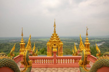 Pra That Doi Pra Chan temple with mountain view, Lampang province.
