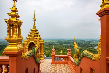 Pra That Doi Pra Chan temple with mountain view, Lampang province.