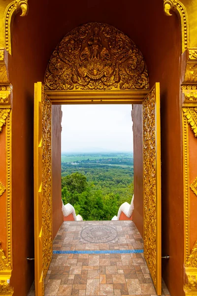 Aerial View Door Frame Pra Doi Pra Chan Temple Lampang — Foto de Stock