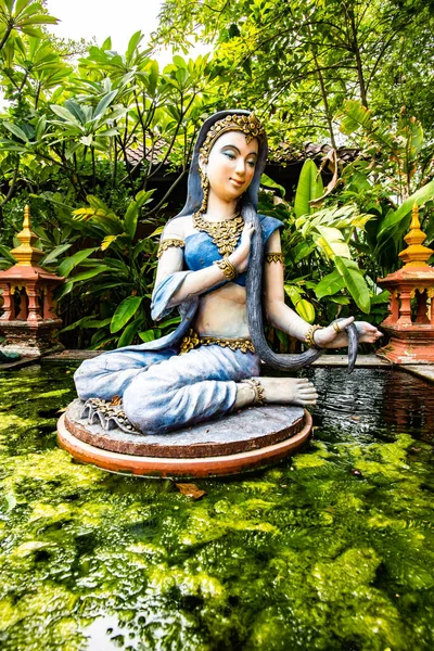 Statue Thokkathan Mother Earth Squeezing Her Hair Thailand — Stock Photo, Image