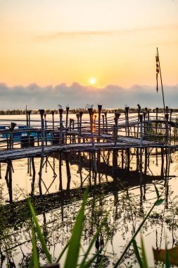 Kwan Phayao lake at sunrise, Thailand.