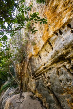 Cliff in tourist attraction of Phratupha rock painting, Lampang province.