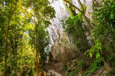 Pathway in tourist attraction of Phratupha rock painting, Lampang province.