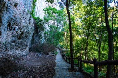 Pathway in tourist attraction of Phratupha rock painting, Lampang province.