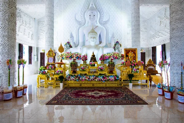 Chang Rai Thailand 2019 White Buddha Statue Huay Pla Kang — 스톡 사진
